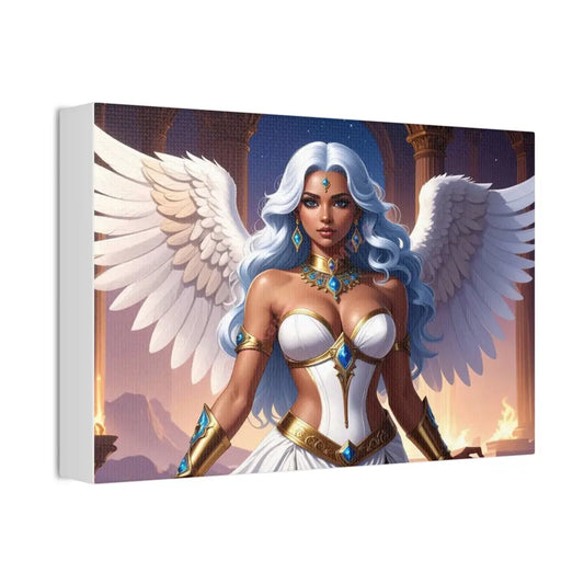 Celestial Sovereign: Divine Angelic Fantasy Art Ethereal Digital Illustration with Majestic Wings and Ornate Gold