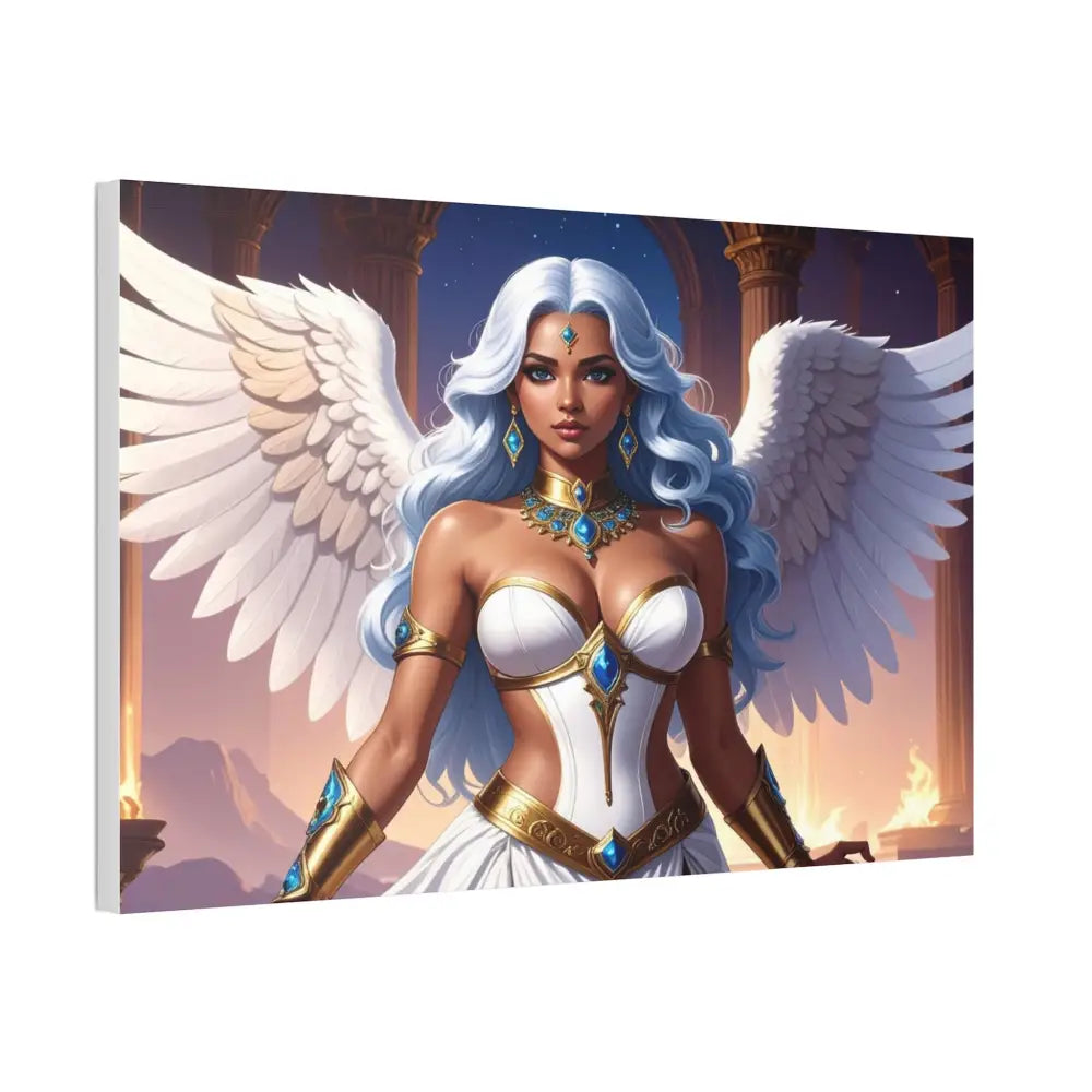 Celestial Sovereign: Divine Angelic Fantasy Art Ethereal Digital Illustration with Majestic Wings and Ornate Gold