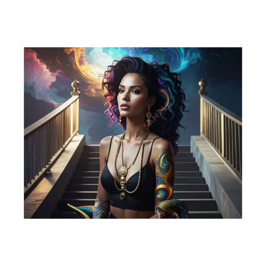 Celestial Sovereign: Fantasy Digital Portrait of a Mystic Queen Ethereal Nebula Art with Intricate Gold Detailing and