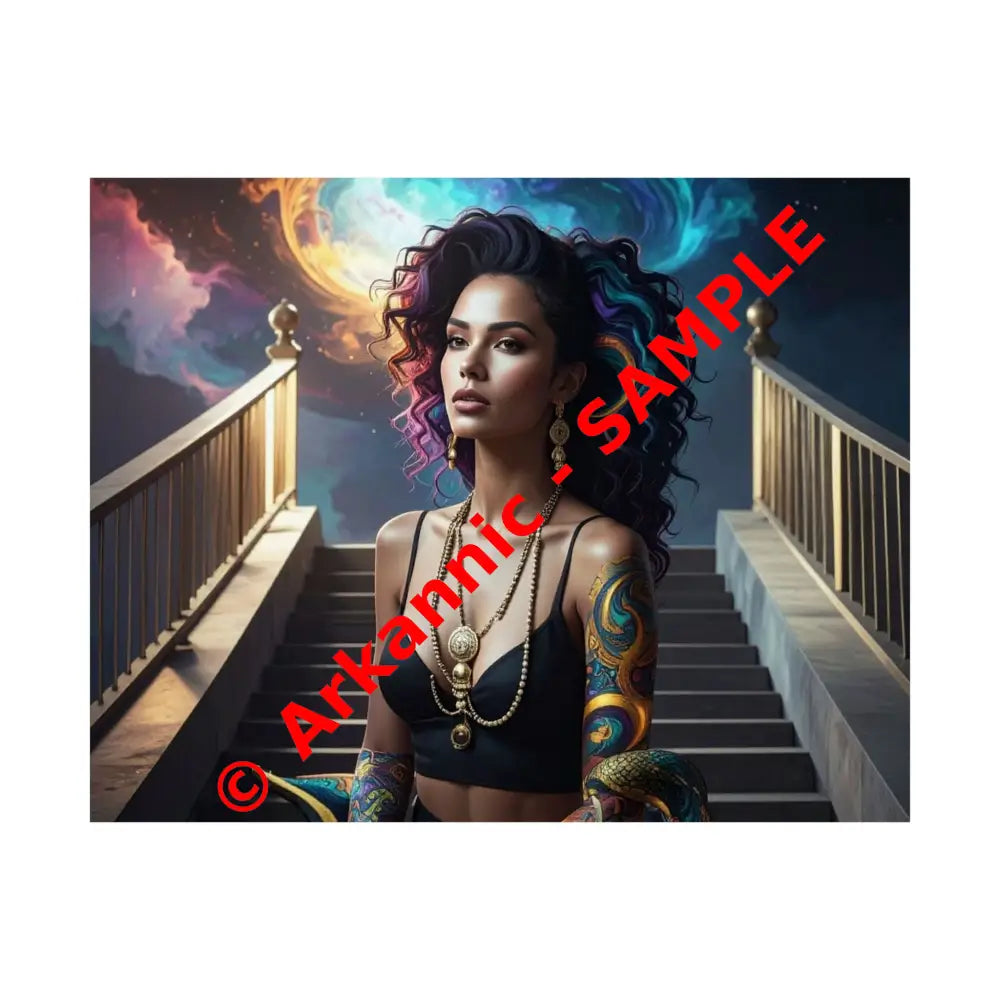 Celestial Sovereign: Fantasy Digital Portrait of a Mystic Queen Ethereal Nebula Art with Intricate Gold Detailing and