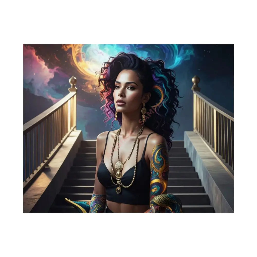 Celestial Sovereign: Fantasy Digital Portrait of a Mystic Queen Ethereal Nebula Art with Intricate Gold Detailing and