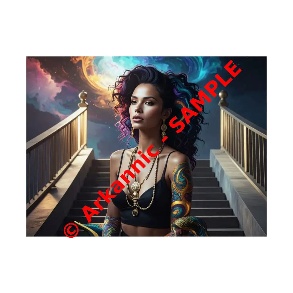 Celestial Sovereign: Fantasy Digital Portrait of a Mystic Queen Ethereal Nebula Art with Intricate Gold Detailing and