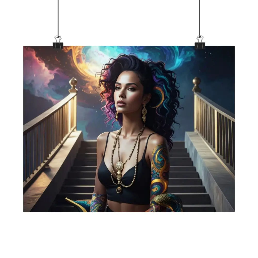 Celestial Sovereign: Fantasy Digital Portrait of a Mystic Queen Ethereal Nebula Art with Intricate Gold Detailing and