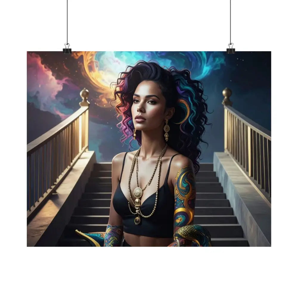 Celestial Sovereign: Fantasy Digital Portrait of a Mystic Queen Ethereal Nebula Art with Intricate Gold Detailing and
