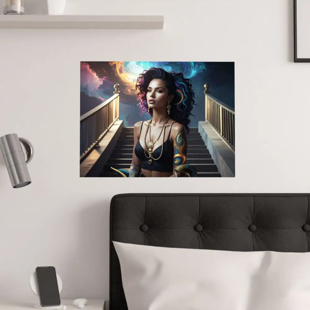 Celestial Sovereign: Fantasy Digital Portrait of a Mystic Queen Ethereal Nebula Art with Intricate Gold Detailing and