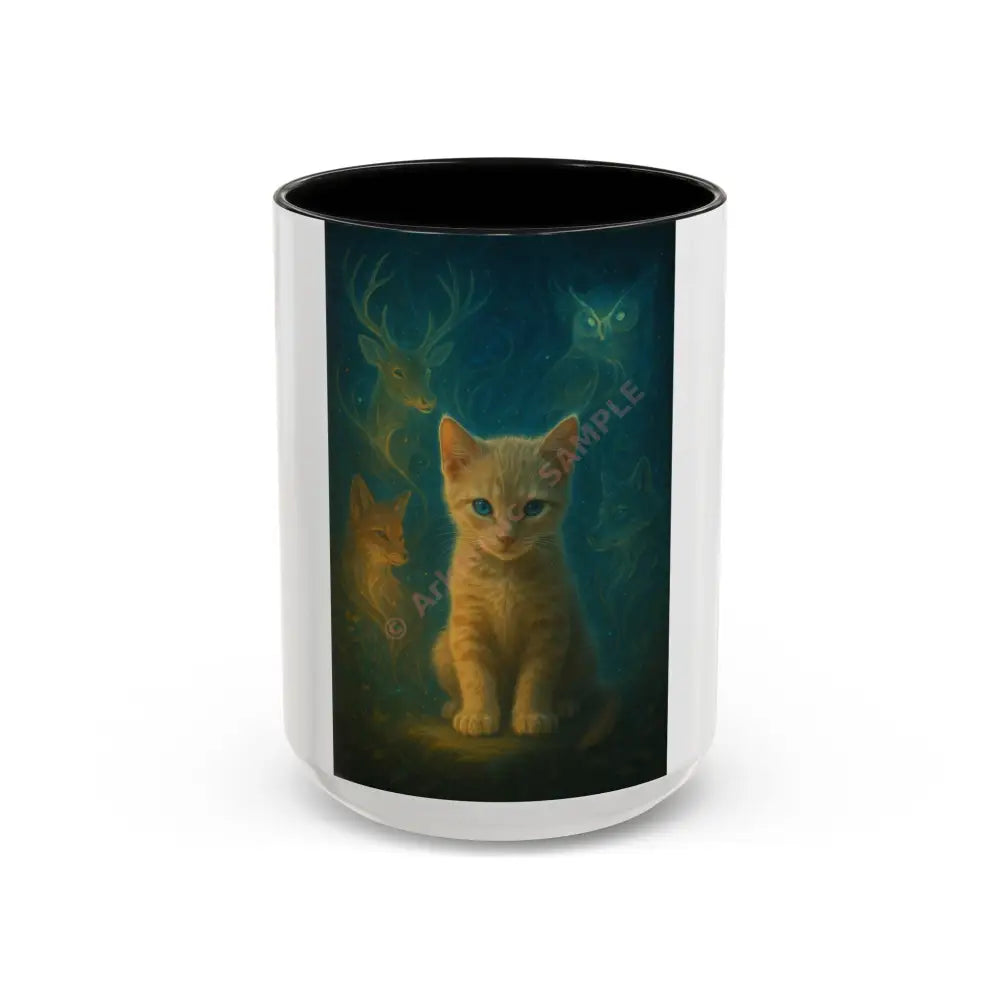Charming Cat Mug Whimsical Pet Gift Coffee Lover’s Delight Fun Office Decor Cat-Themed Kitchenware 15oz / Black Mug