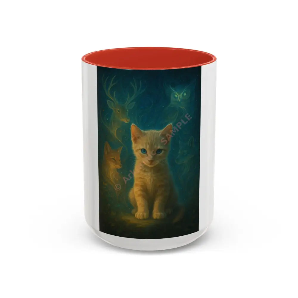 Charming Cat Mug Whimsical Pet Gift Coffee Lover’s Delight Fun Office Decor Cat-Themed Kitchenware 15oz / Red Mug