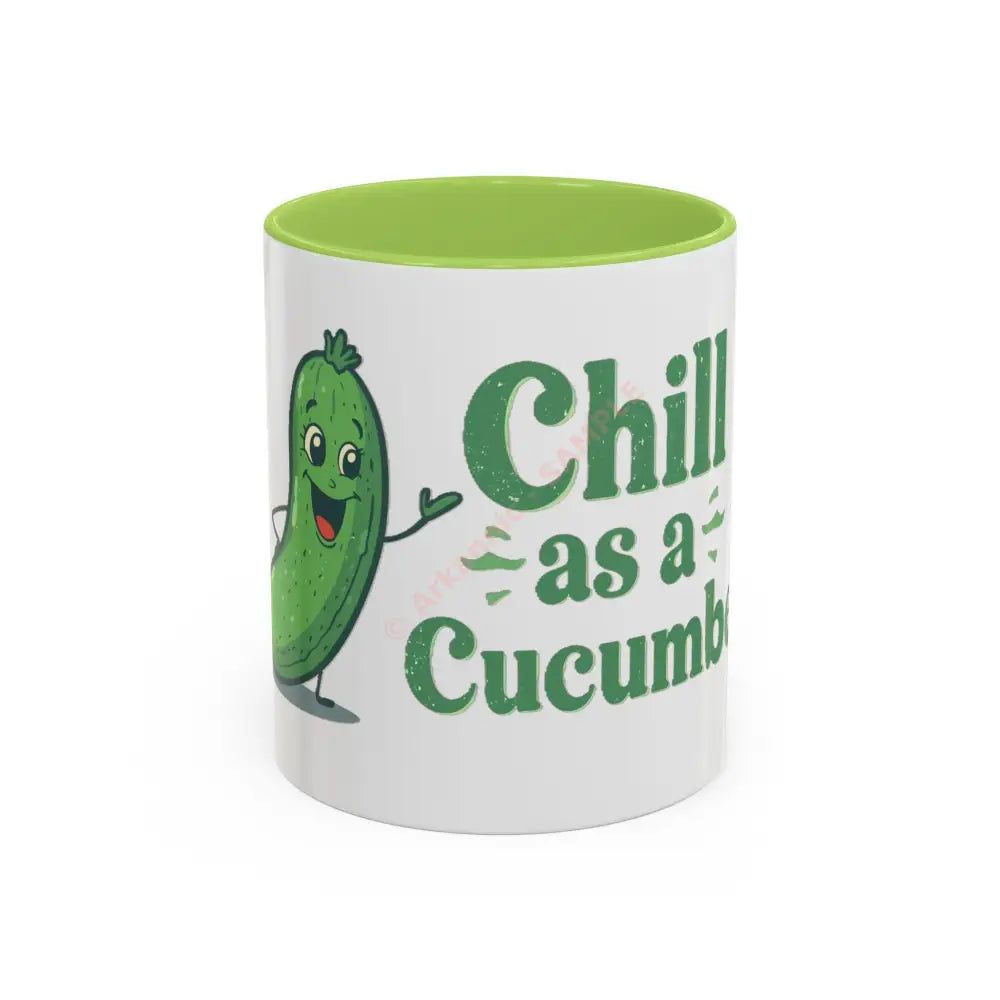 Chill as a Cucumber Coffee Mug | Funny Green Design | Cool Gift for Coffee & Tea Lovers 11oz / Light Green Mug