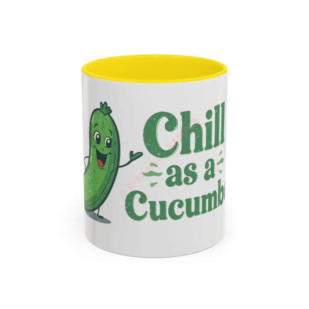 Chill as a Cucumber Coffee Mug | Funny Green Design | Cool Gift for Coffee & Tea Lovers 11oz / Yellow Mug