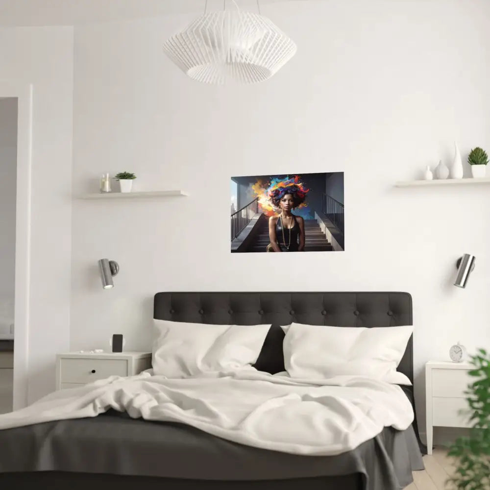 Chromatic Ascension: Urban Dreamscape Digital Portrait of Transformation Poster Poster