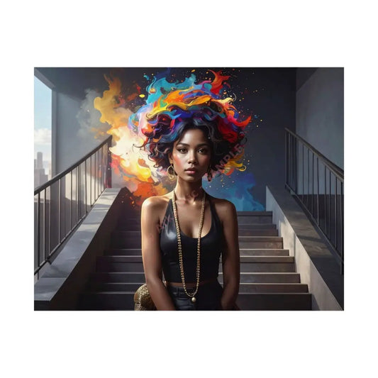 Chromatic Ascension: Urban Dreamscape Digital Portrait of Transformation Poster 14″ x 11″ Poster