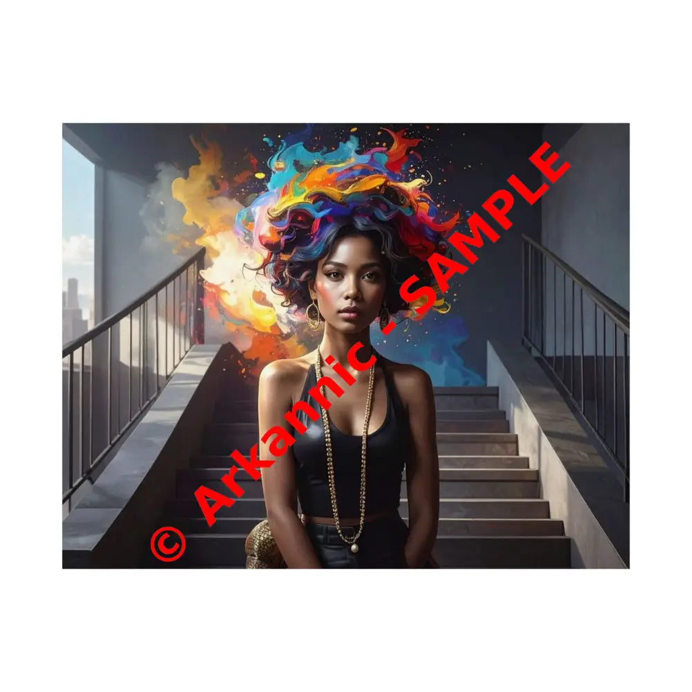 Chromatic Ascension: Urban Dreamscape Digital Portrait of Transformation Poster 14″ x 11″ Poster