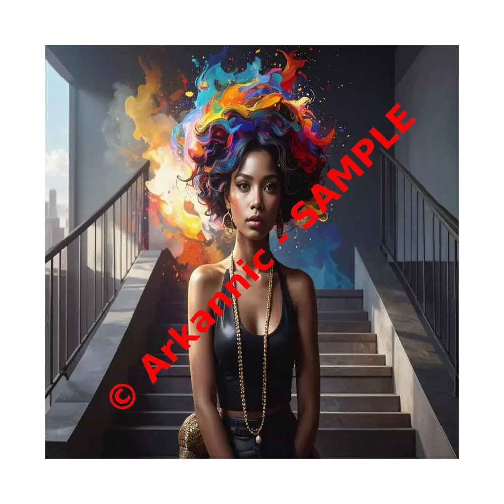 Chromatic Ascension: Urban Dreamscape Digital Portrait of Transformation Poster 14’’ x 14’’ Poster
