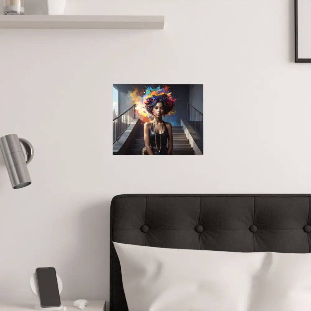 Chromatic Ascension: Urban Dreamscape Digital Portrait of Transformation Poster Poster
