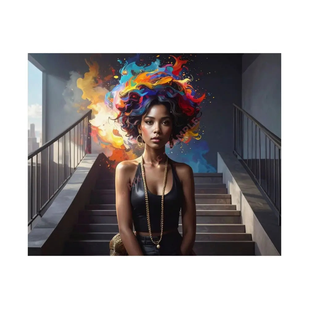 Chromatic Ascension: Urban Dreamscape Digital Portrait of Transformation Poster 20″ x 16″ Poster