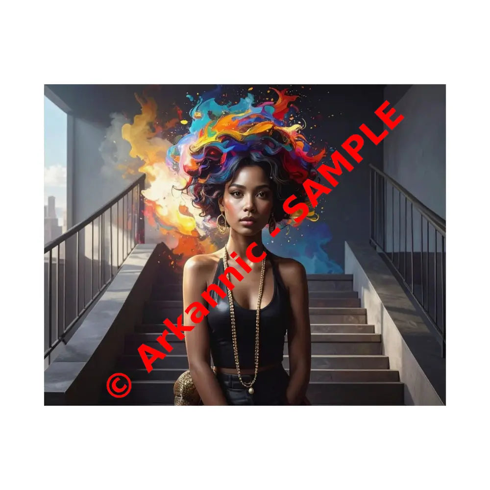 Chromatic Ascension: Urban Dreamscape Digital Portrait of Transformation Poster 20″ x 16″ Poster