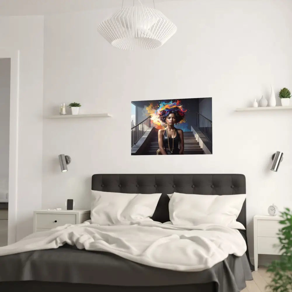 Chromatic Ascension: Urban Dreamscape Digital Portrait of Transformation Poster Poster