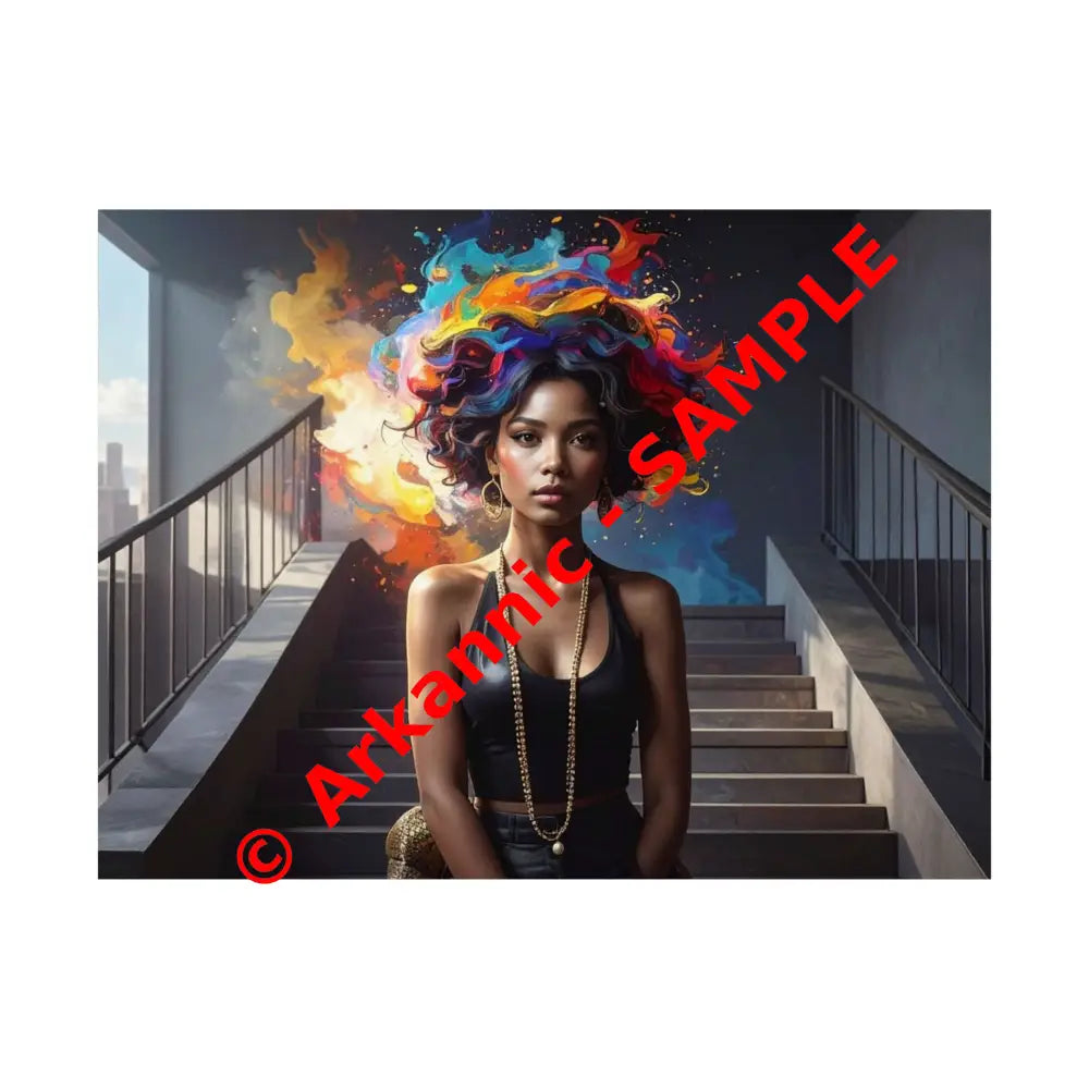 Chromatic Ascension: Urban Dreamscape Digital Portrait of Transformation Poster 24″ x 18″ Poster
