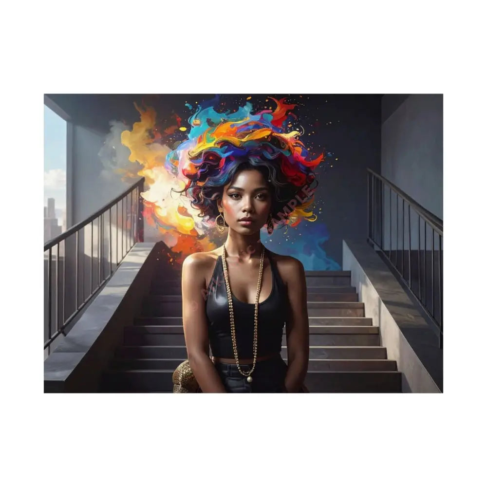 Chromatic Ascension: Urban Dreamscape Digital Portrait of Transformation Poster 24″ x 18″ Poster
