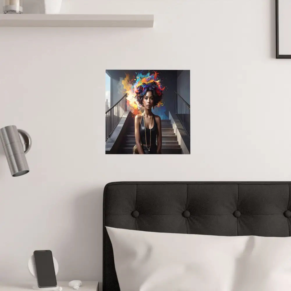 Chromatic Ascension: Urban Dreamscape Digital Portrait of Transformation Poster Poster