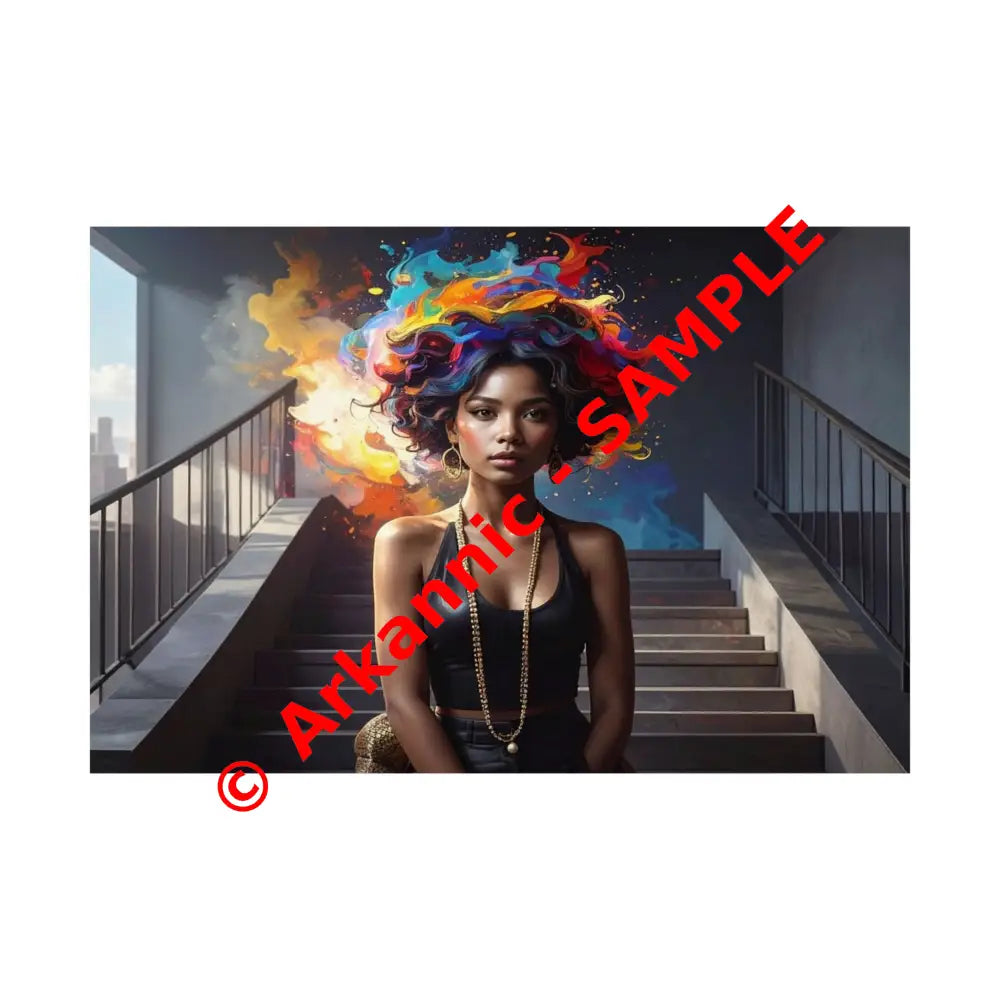 Chromatic Ascension: Urban Dreamscape Digital Portrait of Transformation Poster 30″ x 20″ Poster