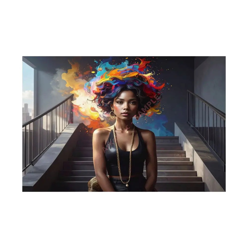 Chromatic Ascension: Urban Dreamscape Digital Portrait of Transformation Poster 30″ x 20″ Poster