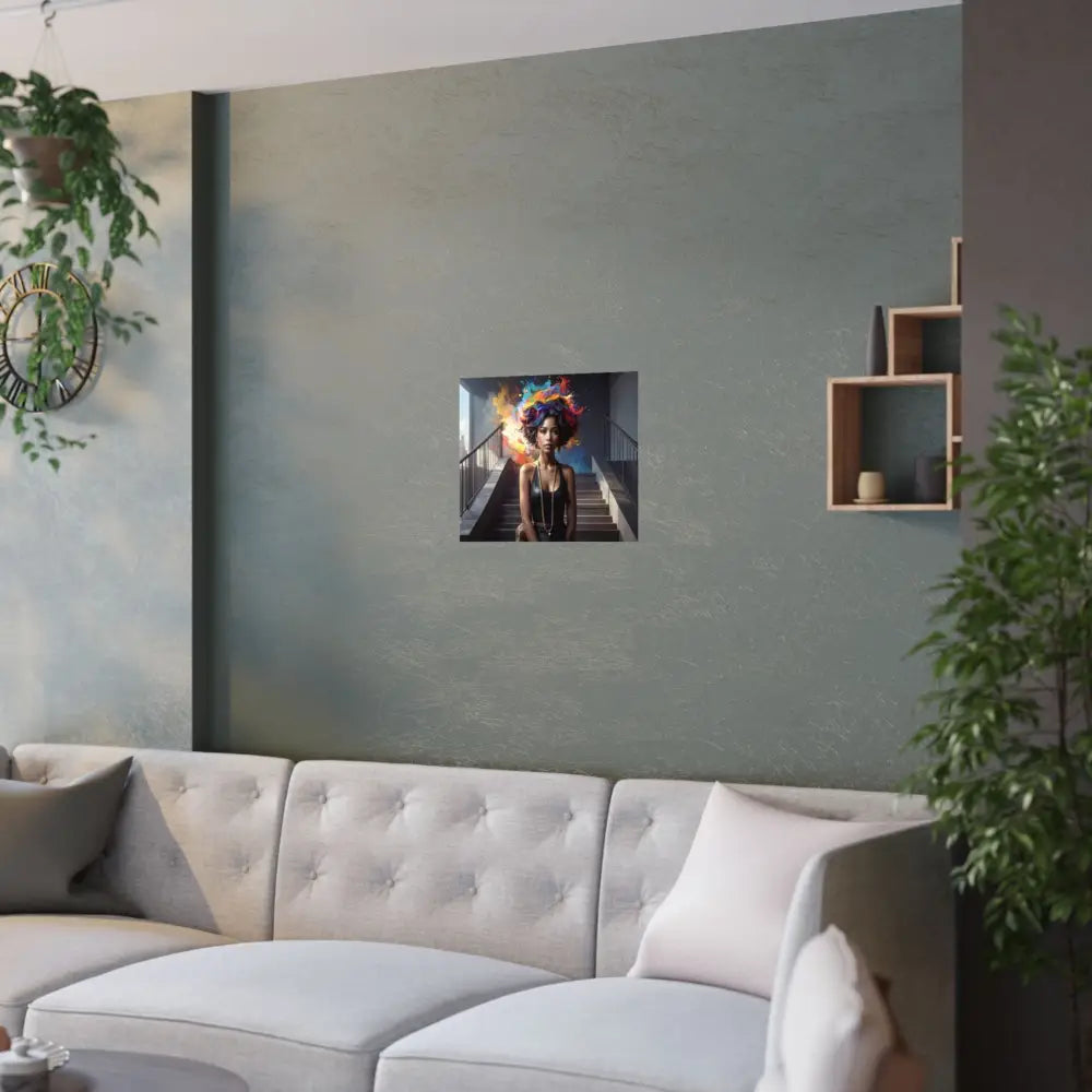 Chromatic Ascension: Urban Dreamscape Digital Portrait of Transformation Poster Poster