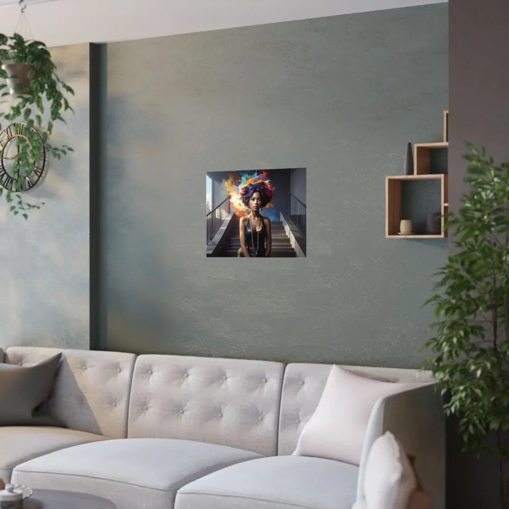 Chromatic Ascension: Urban Dreamscape Digital Portrait of Transformation Poster Poster