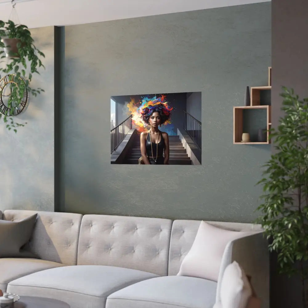 Chromatic Ascension: Urban Dreamscape Digital Portrait of Transformation Poster Poster