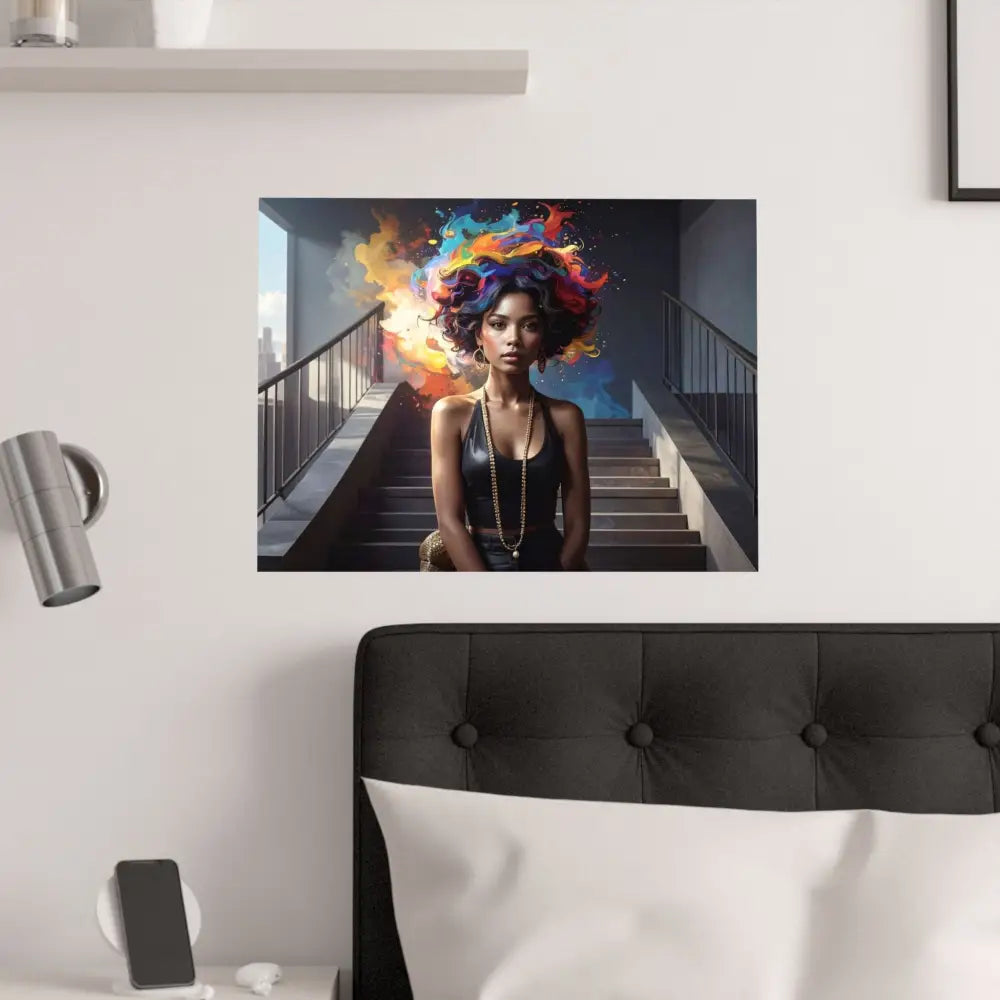 Chromatic Ascension: Urban Dreamscape Digital Portrait of Transformation Poster Poster