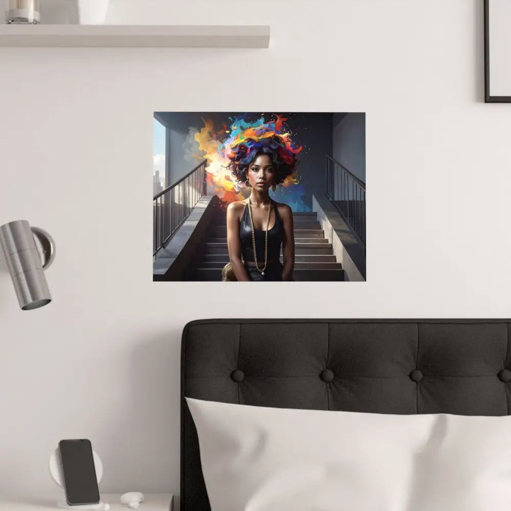 Chromatic Ascension: Urban Dreamscape Digital Portrait of Transformation Poster Poster