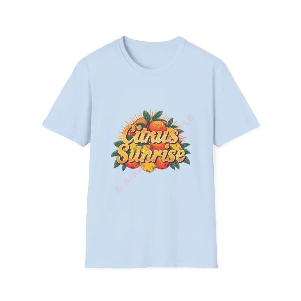 Citrus fruit T-shirt with radiant curved retro font Light Blue / S T-Shirt