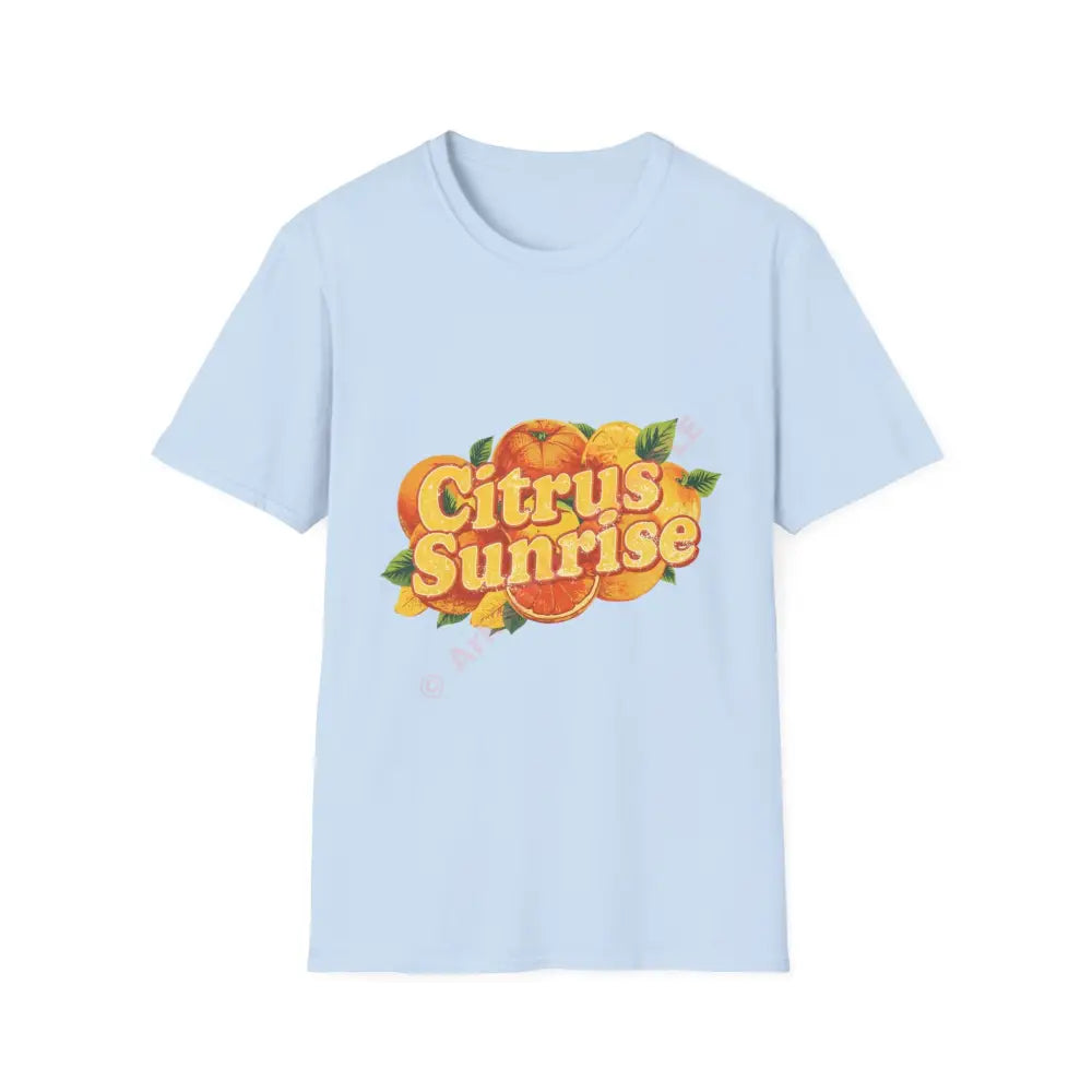 Citrus fruit T-shirt with radiant curved retro font Light Blue / S T-Shirt