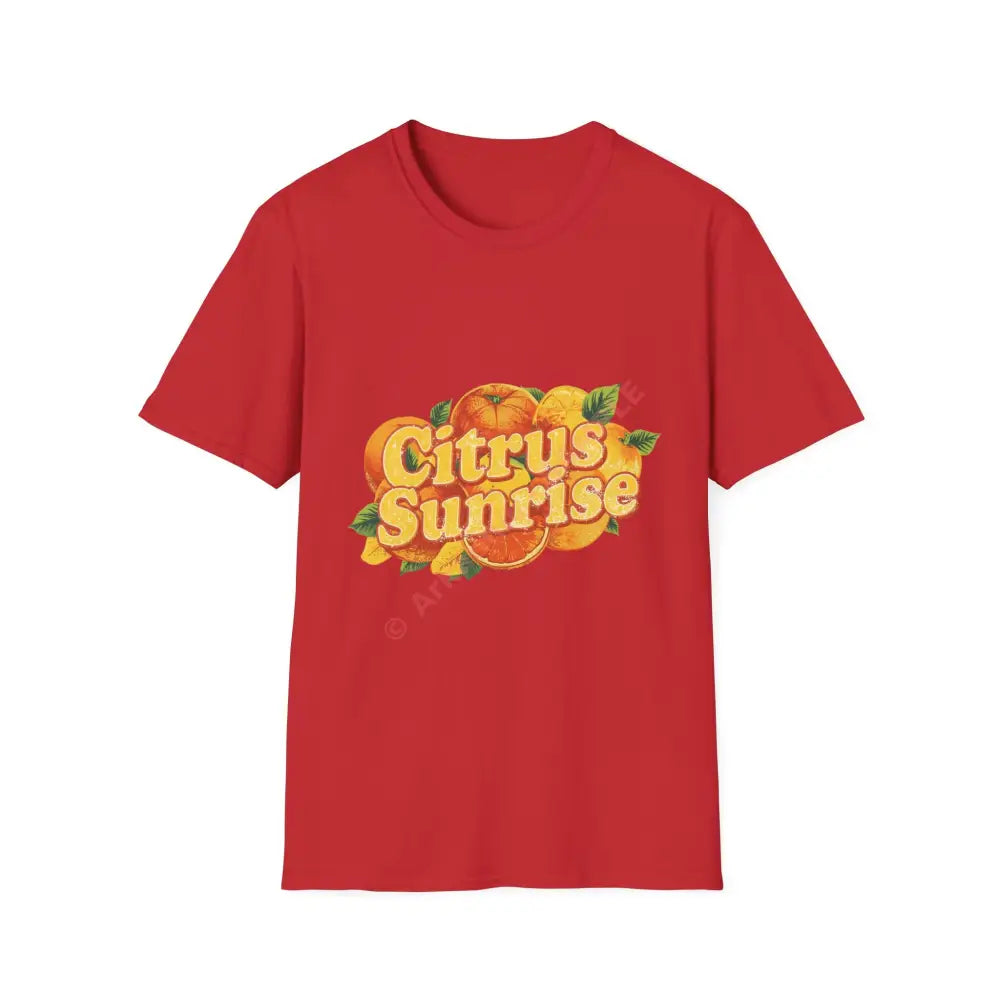 Citrus fruit T-shirt with radiant curved retro font Red / S T-Shirt