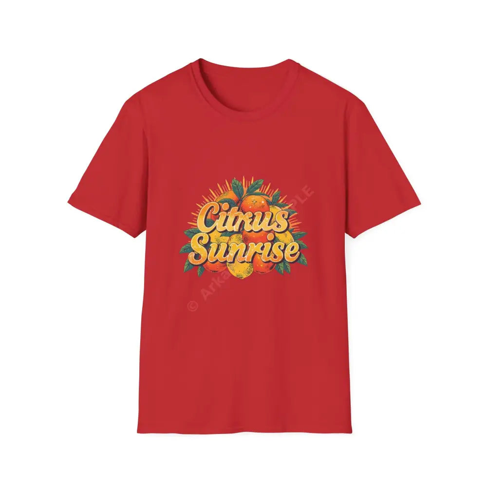 Citrus fruit T-shirt with radiant curved retro font Red / S T-Shirt