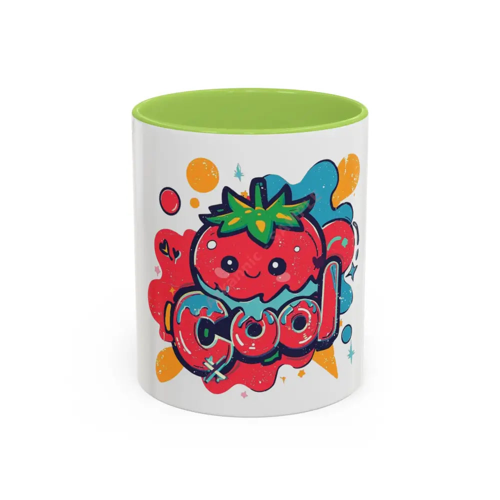 Cool Strawberry Coffee Mug | Cute Kawaii Fruit Design | Fun Gift for Coffee & Tea Lovers 11oz / Light Green Mug