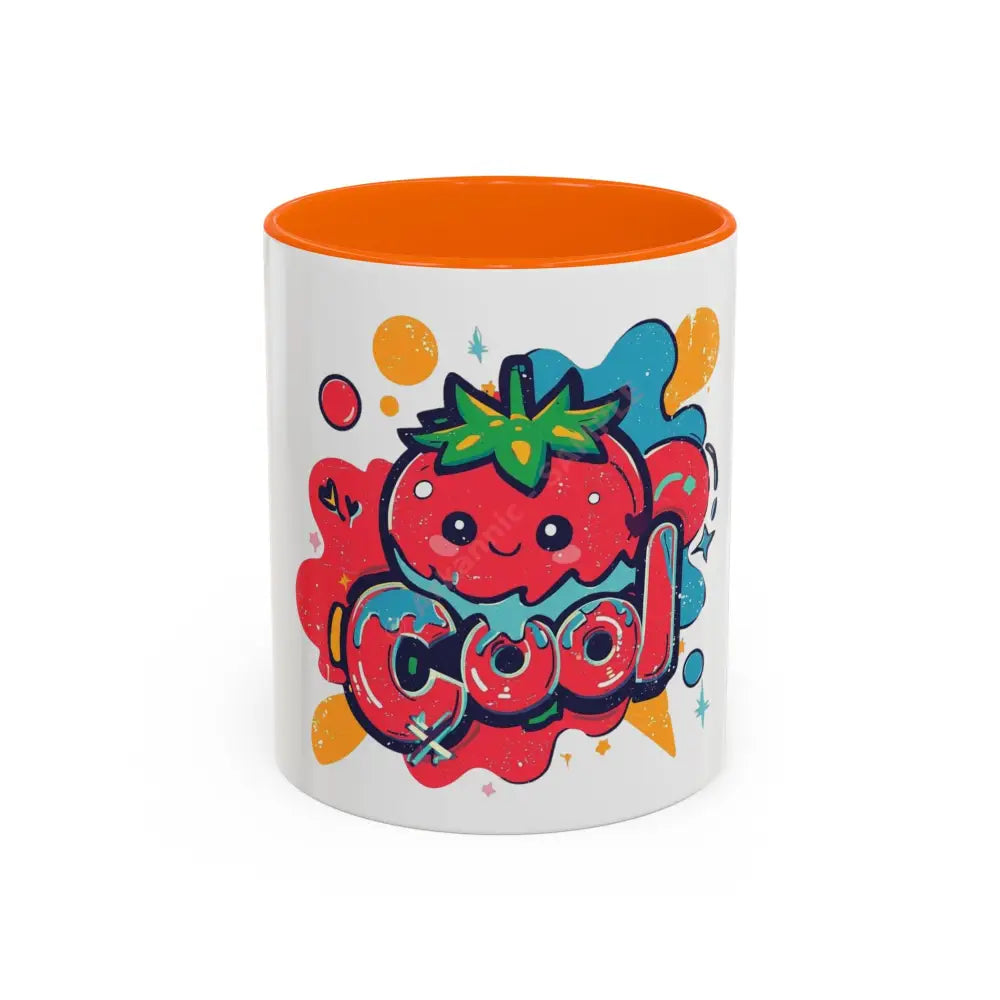 Cool Strawberry Coffee Mug | Cute Kawaii Fruit Design | Fun Gift for Coffee & Tea Lovers 11oz / Orange Mug