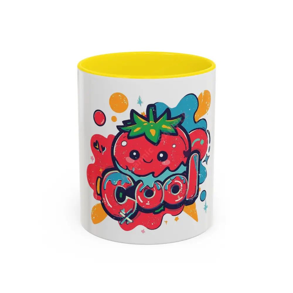 Cool Strawberry Coffee Mug | Cute Kawaii Fruit Design | Fun Gift for Coffee & Tea Lovers 11oz / Yellow Mug