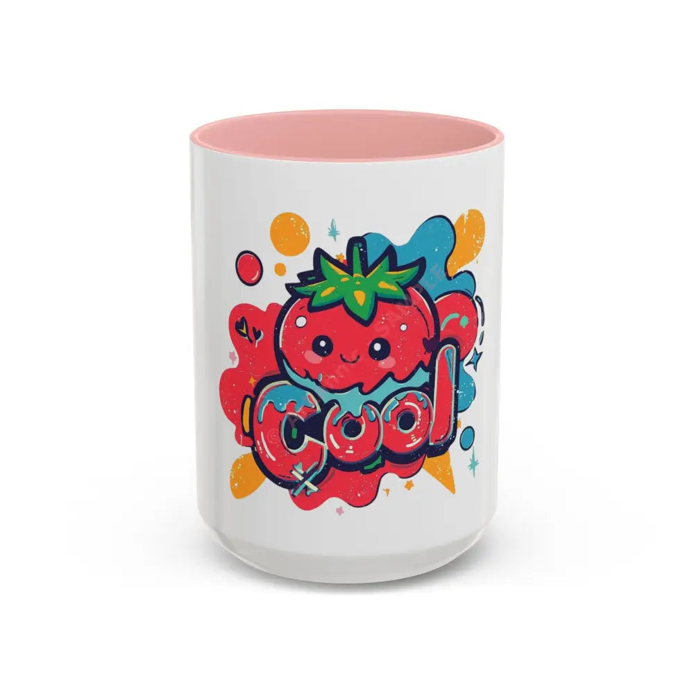 Cool Strawberry Coffee Mug | Cute Kawaii Fruit Design | Fun Gift for Coffee & Tea Lovers 15oz / Pink Mug