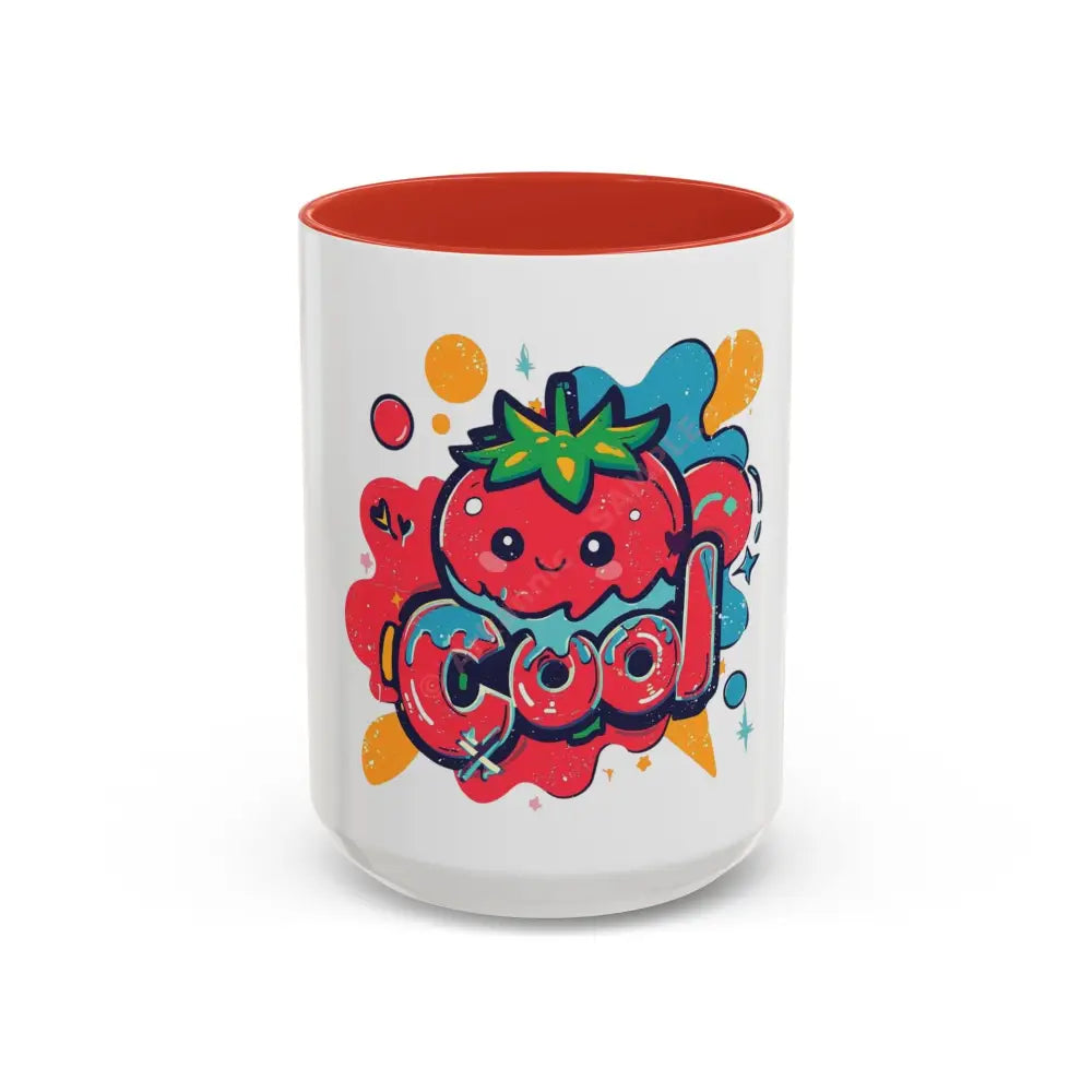 Cool Strawberry Coffee Mug | Cute Kawaii Fruit Design | Fun Gift for Coffee & Tea Lovers 15oz / Red Mug