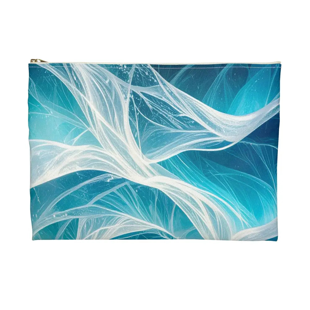 Crystalline Reverie: Frozen River Dreamscape Winter’s Ethereal Symphony Accessory Pouch Bags