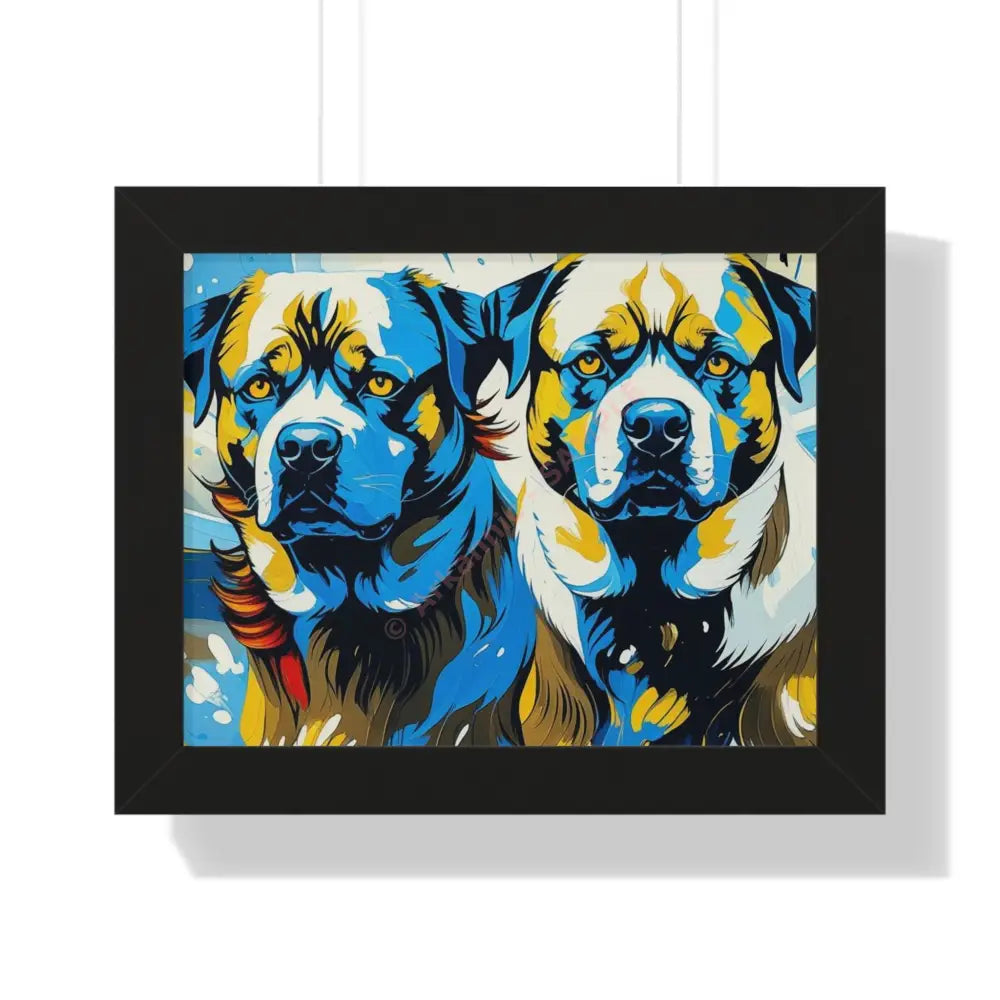 Dog Portrait Art Print Framed Horizontal Poster Pet Lover Gift Dog Decor Animal Wall Art Home Decoration 14″ x 11″