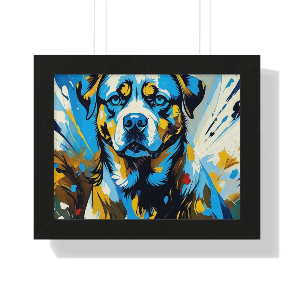 Dog Portrait Art Print Framed Horizontal Poster Pet Lover Gift Dog Decor Animal Wall Art Home Decoration 14″ x 11″