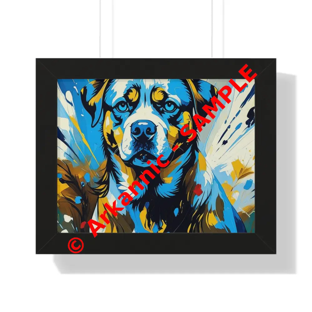 Dog Portrait Art Print Framed Horizontal Poster Pet Lover Gift Dog Decor Animal Wall Art Home Decoration 14″ x 11″