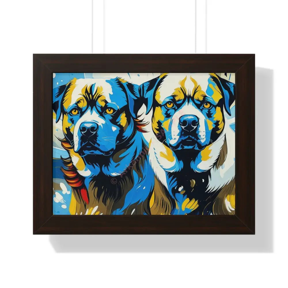 Dog Portrait Art Print Framed Horizontal Poster Pet Lover Gift Dog Decor Animal Wall Art Home Decoration 14″ x 11″