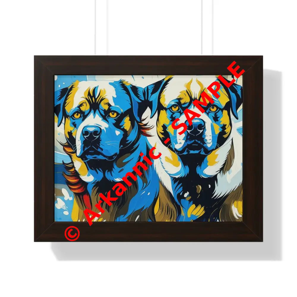 Dog Portrait Art Print Framed Horizontal Poster Pet Lover Gift Dog Decor Animal Wall Art Home Decoration 14″ x 11″