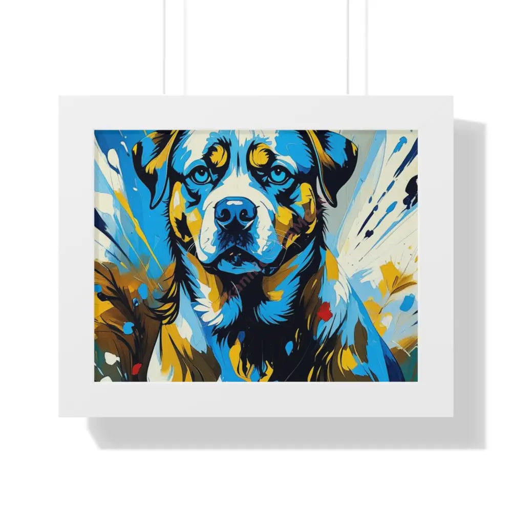 Dog Portrait Art Print Framed Horizontal Poster Pet Lover Gift Dog Decor Animal Wall Art Home Decoration 14″ x 11″
