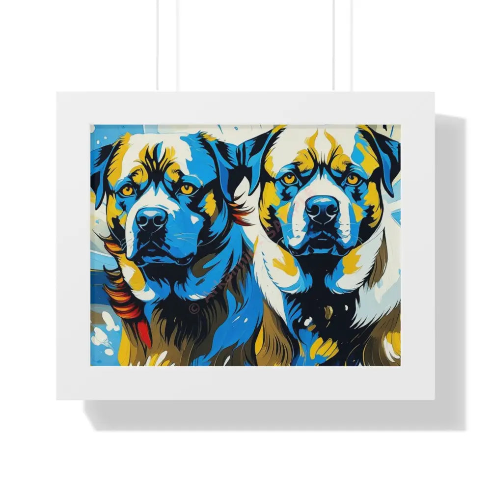 Dog Portrait Art Print Framed Horizontal Poster Pet Lover Gift Dog Decor Animal Wall Art Home Decoration 14″ x 11″