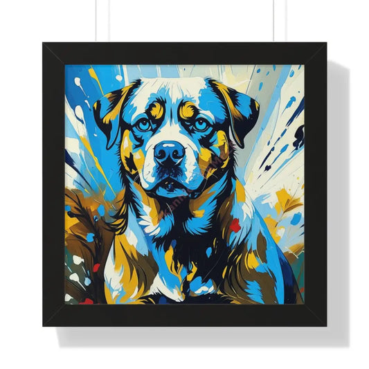 Dog Portrait Art Print Framed Horizontal Poster Pet Lover Gift Dog Decor Animal Wall Art Home Decoration 16″ x 16″