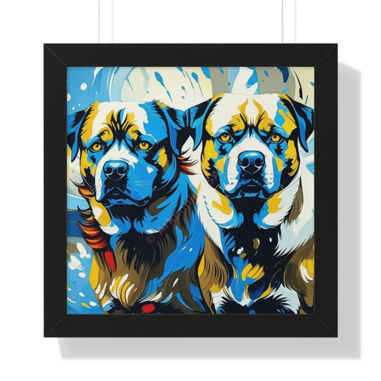 Dog Portrait Art Print Framed Horizontal Poster Pet Lover Gift Dog Decor Animal Wall Art Home Decoration 16″ x 16″
